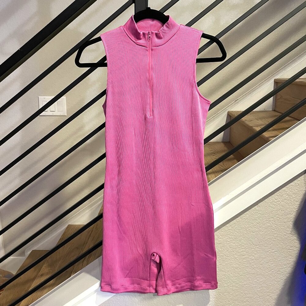 H&M Divided Hot Pink Ribbed Sleeveless / Bikeshort One-Piece size S